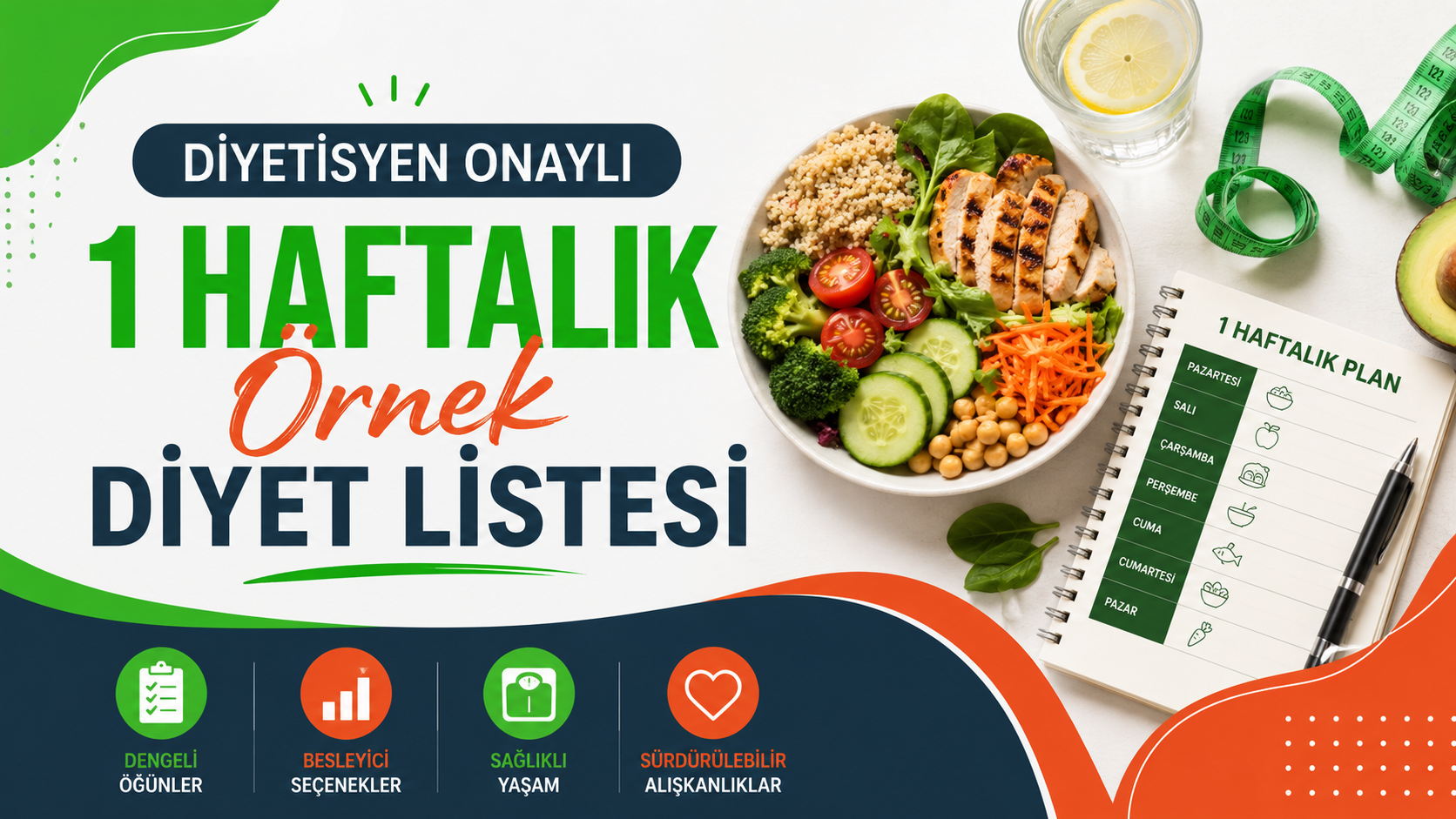 Diyetisyen Onaylı 1 Haftalık Örnek Diyet Listesi